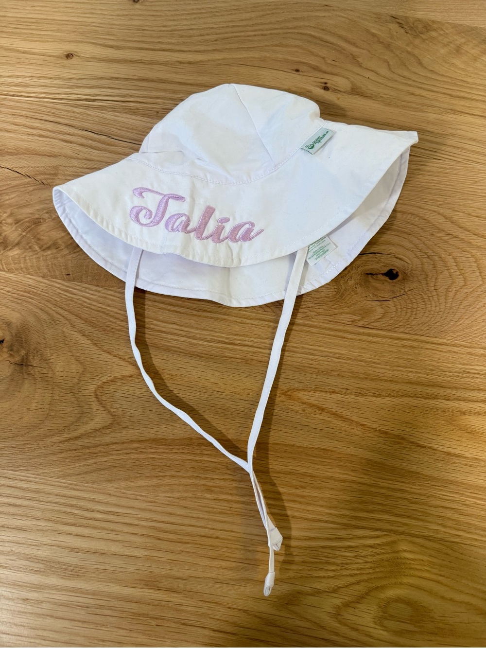 White Kids Sun Hat with Purple Embroidery - Personalized Look of Talia